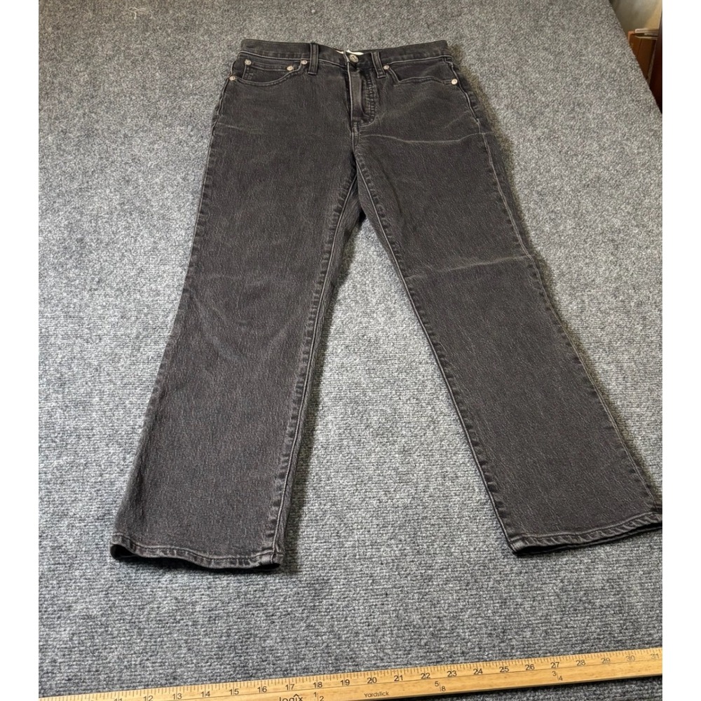 Madewell Slim Demi-Boot Jeans Women 25‎ Black High Rise Stretch Kick Flare Denim
